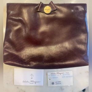 Vintage Authentic with Cards RARE Salvatore Ferragamo Bow Clutch Bag with Strap
